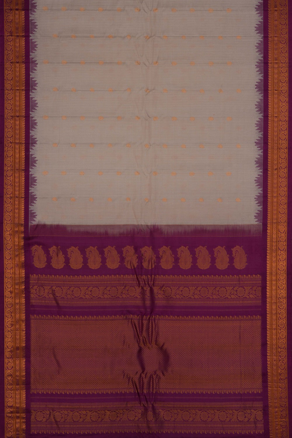 Image of Gadwal Cotton Silk Off-White Saree